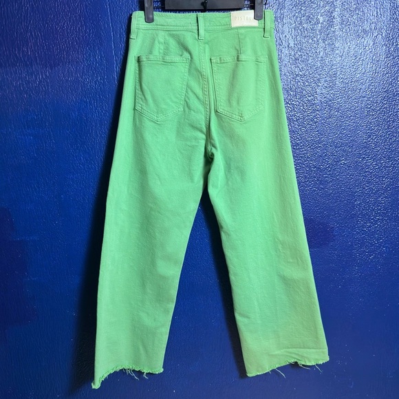 PISTOLA Penny Crop Wide Leg In Green Casual Cotton Sz 27 Pockets Travel Easycare - Picture 8 of 12